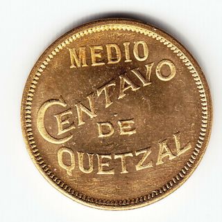 Guatemala 1/2 Centavo 1946 Km248.  2 Brass 1 - Yr Type Top Grade Minted 640,  000 Rare