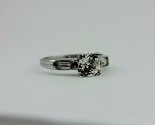 925 Sterling Silver Foilback Glass 3 Stone Engagement Ring Sz 7 Estate Vintage