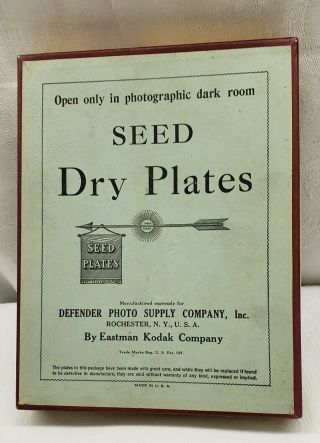 Antique Camera Photography Defender Kodak Seed Dry Plates Empty Box