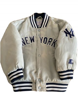 Rare Youth Kids Vintage 90’s Yankees Satin Starter Jacket Coat Size Medium