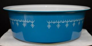 Vte Rare Pyrex 4 Qt 664 Casserole Dish Blue Snowflake Garland No Box No Lid