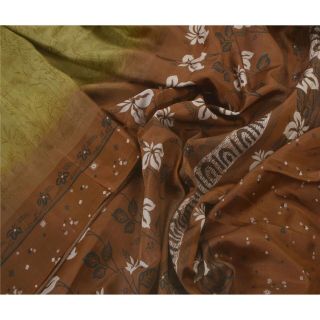 Tcw Vintage Green Sarees 100 Pure Silk Printed Sari Craft Decor Fabric