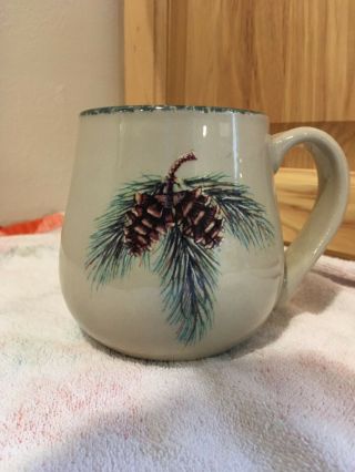Home & Garden Party Northwoods Pinecone Cup Mug Stoneware Rare - - - Ww Ship