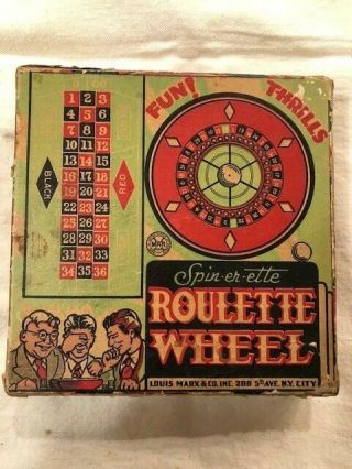 Vintage Spin - Er - Ette Roulette Wheel Tin Toy.  Rare Marx Game