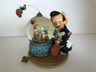 Rare Disney Pinocchio And Figaro Magic Musical Snow Globe “brahm 
