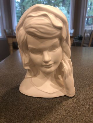 Vtg 1964 Rare Inarco White Jackie Kennedy In Mourning Porcelain Head Vase E - 1853