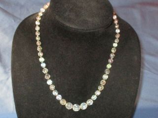 Vintage Barrel Clasp Single Strand Aurora Borealis Crystal Bead Necklace