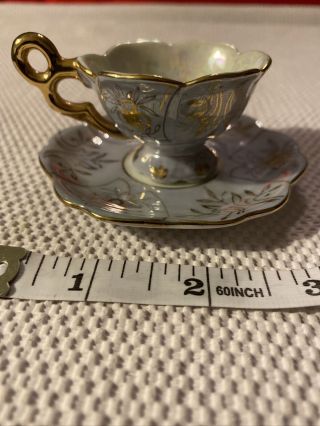 Vintage Miniature Tea Cup And Saucer Gold Accents