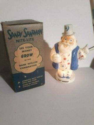 Rare Vintage Sandy Sandman 1950 ' s Harett - Gilmar Hard Plastic Night Light Santa 3