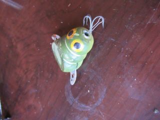 Vintage Wooden Mechanical Frog Fishing Lure - Wood - Leg Action - Jensen?