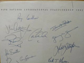 Very Rare Scotland 1985 Hand Signed Rugby Team Sheet -