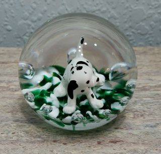 Gibson Sulfide Art Glass Dalmation Puppy Dog Paperweight RARE 1999 2