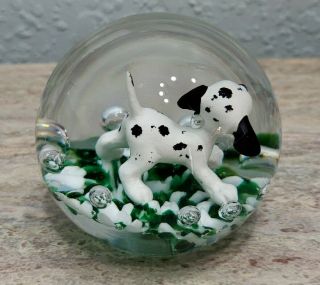 Gibson Sulfide Art Glass Dalmation Puppy Dog Paperweight RARE 1999 3
