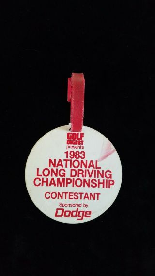 Rare 1983 National Long Drive Championship Contestant Bag Tag
