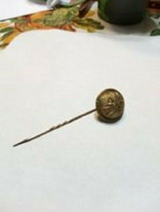 Rare Vintage Illinois State Seal Uniform Brass Coat Button Stick Pin 7/8 " Dome