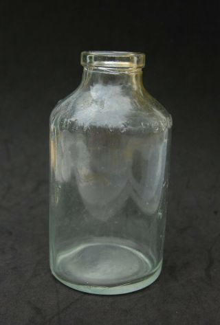 OK Davis Baking Powder Glass Bottle Antique Vintage 4 1/4 