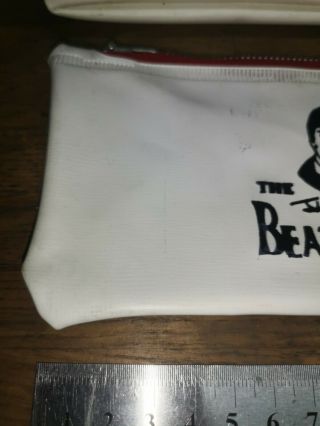 2x VINTAGE 1960 ' S RARE white THE BEATLES ZIPPERED PENCIL CASE green & red zip 3