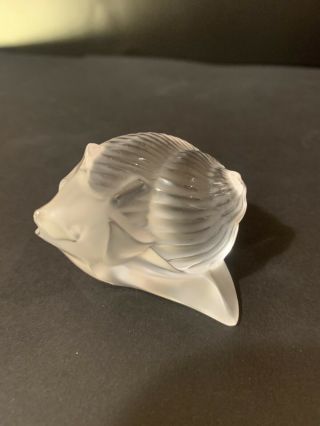 Rare Lalique France Crystal Frosted & Clear Snail Paperweight