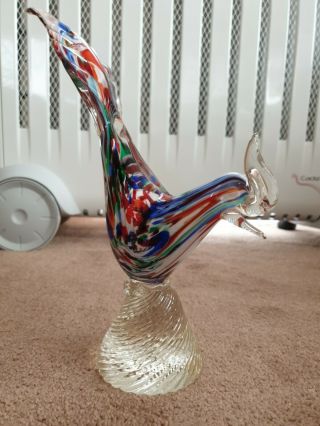 Large Vintage Murano Glass Bird Unique Rare With Labels