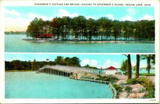 Antique Postcard Indian Lake Ohio " Governor 