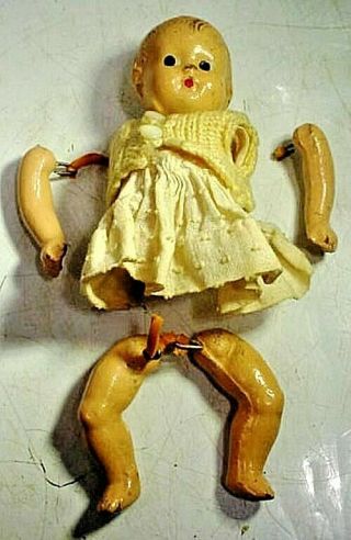 Antique Composition Small Doll - For Repair - Has It`s Arms & Legs