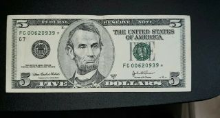 2003 Series A $5 Dollar Star Note,  Low Run,  Rare.