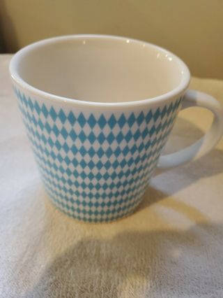 Starbucks 2003 Barista Blue White Diamonds Argyle 14 Oz Htf Coffee Mug Cup Rare