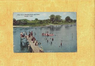 Ct Niantic 1913 Antique Postcard Swimming Diving At Pine Grove Dock T Bridgeport