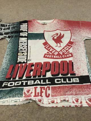 Rare Vintage 90’s Liverpool Fc All Over Print Graphic T Shirt