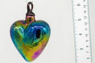 Rare Vintage Mt.  St.  Helen Volcanic Ash Glass Christmas Ornament Rainbow Heart
