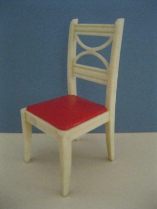 Renwal 1950s Vintage Doll House White/red Chair For Kitchen Table Lik Ideal Marx