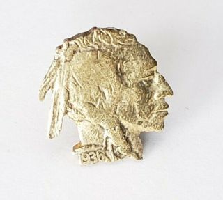 Vintage 1936 Indian Head Nickel Pin Gold Tone