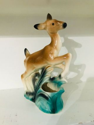 Vintage Mid Century Modern Doe Deer Ceramic Pottery Planter Figurine Large Rare
