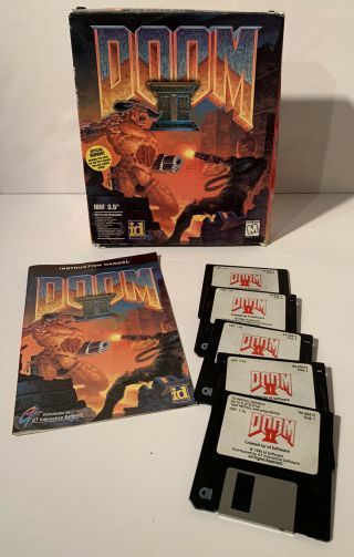 Doom Ii 2 Big Box Pc Game (1994) 3.  5 " Diskettes Ibm Floppies Rare