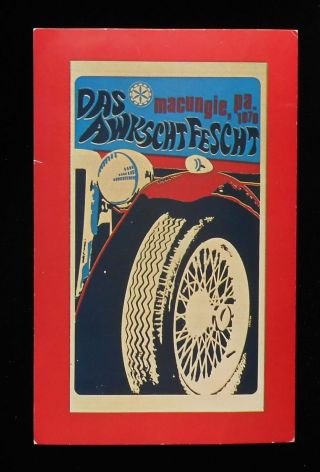 1970 Das Awkscht Fescht Antique Car Show Hex Sign Macungie Pa Lehigh Co Postcard