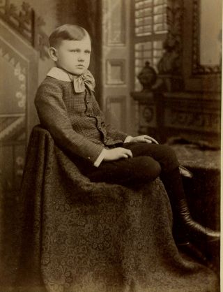 Antique Photo Cabinet Card Young Boy Fashion Backstamp Diehl Ladd Detroit Mich