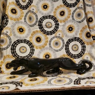 Vintage 1950’s Mcm Black Stalking Panther Ceramic Stature 22 " Long Rare Size