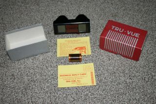 Rare Vintage Tru - Vue Stereoscope Viewer Black/red Bakelite Box Instructions