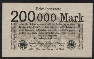 1923 200000 Mark Germany Vintage Paper Money Banknote Currency Bill Antique Aunc