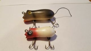 2 Vintage Shakespeare Fishing Lures.  Glo Lite Mouse 2 3/4 " & 1 Fly Size Mouse 2 "