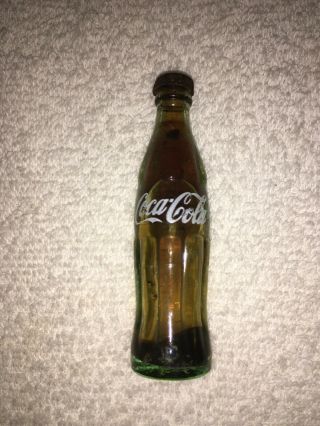 Vintage Mini Coca - Cola Soda Bottle Glass 3 " Liquid - Filled Mini Coke Rare Neat