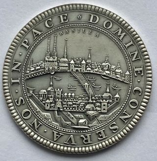 Basilea Solid Silver Swiss Cantons Medallion - 1958 Huguenin - 0.  925 - Rare 2