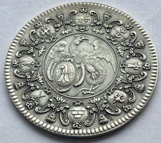Basilea Solid Silver Swiss Cantons Medallion - 1958 Huguenin - 0.  925 - Rare 3