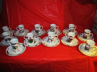 24pc Home For The Holidays 12 Days Christmas Cups & Salad Plates Complete Rare