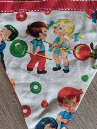 Vintage Handmade Double Sided Fabric Bunting,  Children Playing Cute 2.  5 Metres