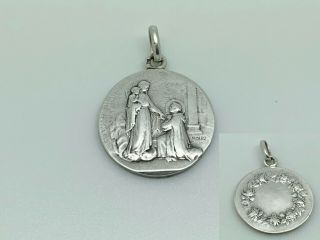 Rare Antique French Sterling Silver Virgin Mary Medallion Pendant L.  Tricard