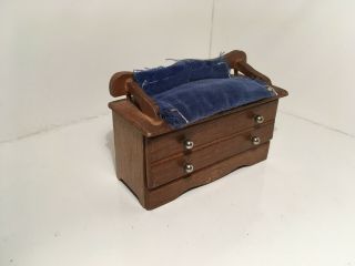 Vintage Dollhouse Miniatures Wooden Chest Seat w/ Cushion 35 2