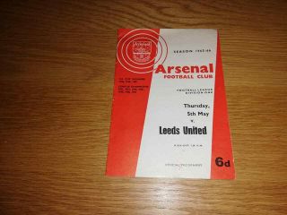 1965 - 66 Arsenal V Leeds Utd - Rare