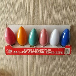 Six (6) Vintage C - 9 1/4 Outdoor Christmas Bulbs In Multi - Colors Japan 2