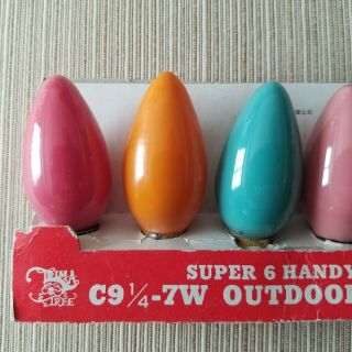 Six (6) Vintage C - 9 1/4 Outdoor Christmas Bulbs In Multi - Colors Japan 3